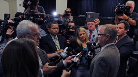 Senate Majority Floor Leader Damon Thayer, R-Georgetown, speaks with the press following the Senate State and Local Government Committee.