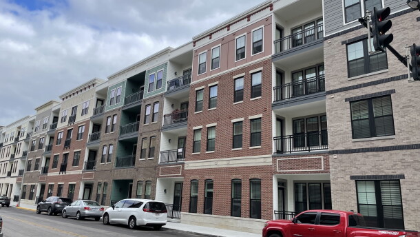 Vault on Main apartments as seen from Sycamore St. in Downtown Evansville, Sept. 24, 2026