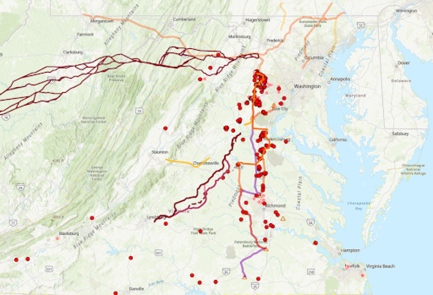 The Piedmont Environmental Council has been tracking plans for new data centers and compiled this map of likely locations.