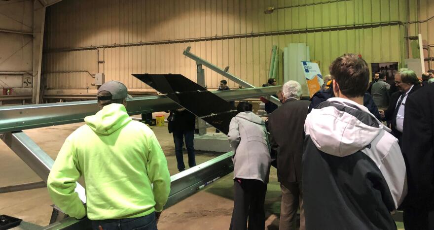 A solar panel, part of a new Cuyahoga County solar project in Brooklyn [Elizabeth Miller/ideastream]