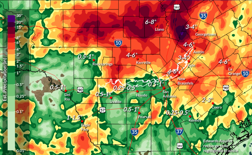 Map shows rainfall amounts since the Fourth of July