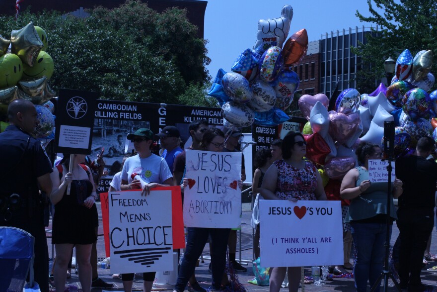 Anti-abortion protesters were met with counter-protests in downtown Louisville.