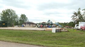 The tornado destroyed two warehouses on the south side of Bloomington that Habitat for Humanity were leasing to store materials.