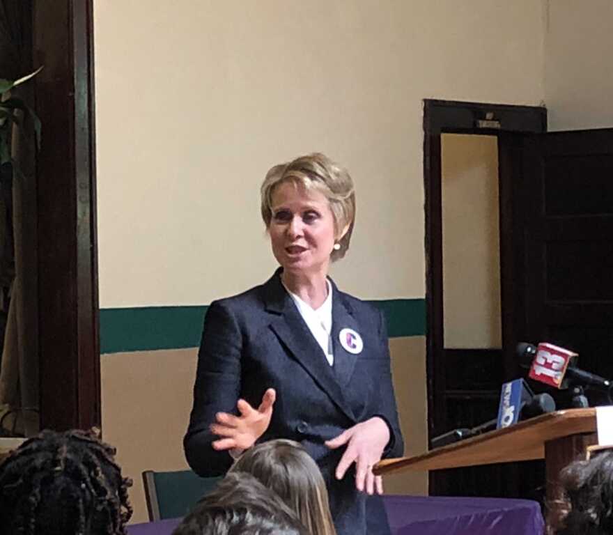 Cynthia Nixon in Albany on Aug. 23.