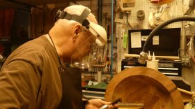 John Dekle, a woodturner in Soddy-Daisy, crafts his next piece.