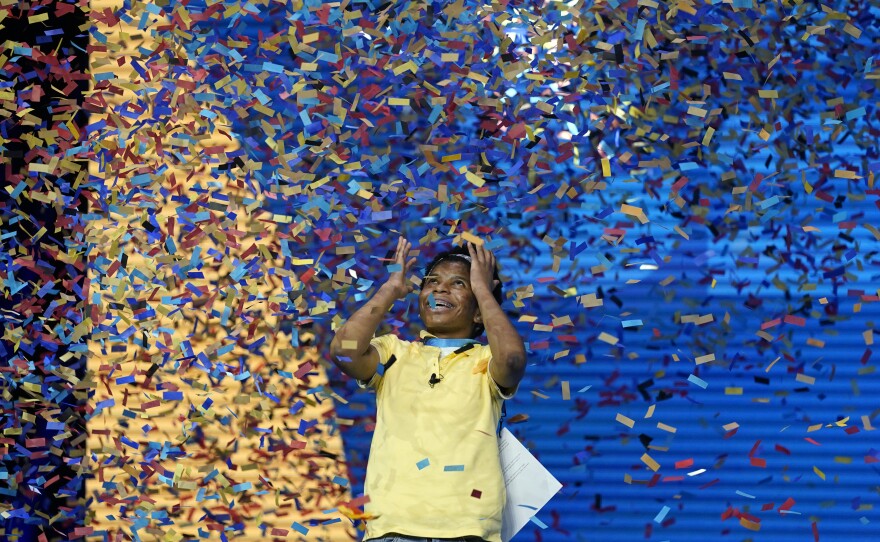 Zaila Avant-garde during the finals of the 2021 Scripps National Spelling Bee at Disney World Thursday, July 8, 2021, in Lake Buena Vista, Fla.