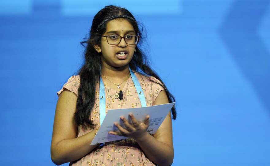 Chaitra Thummala, 12, from Frisco, Texas, finished in second place at this year's Scripps National Spelling Bee.