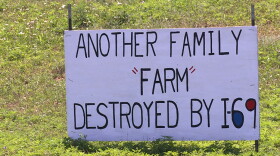 Joe Jackson put this sign up facing a road that cuts through the center of his farm.