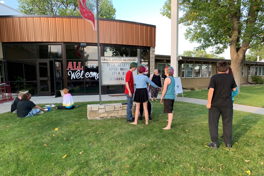 Teenagers hanging out at Rainbow Coffee House, located at Grace United Methodist Church in Billings.