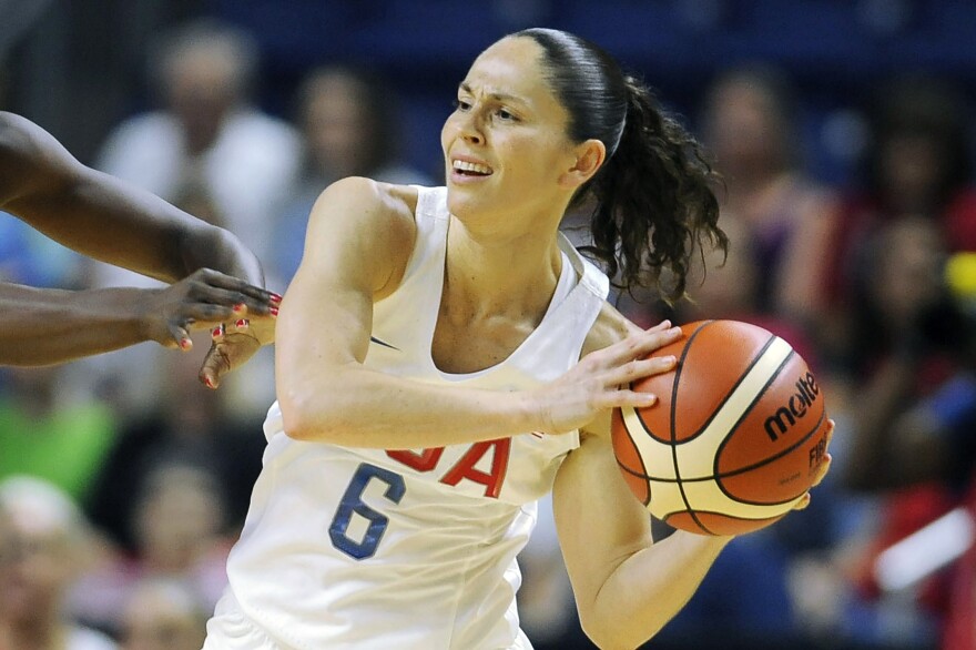 Sue Bird plays as part of the USA women’s team during an exhibition game in July 2016 in Bridgeport, Conn.