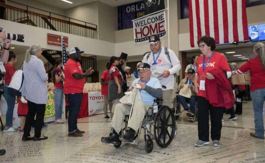 Honor Flight veterans at Blue Grass Airport in Lexington