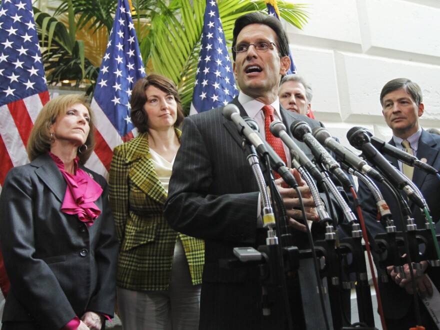 House Majority Leader Eric Cantor (R-Va.) discusses efforts to repeal the health care law Wednesday. The House passed a bill to repeal the law, but Senate Democrats say they will block efforts to take it up.