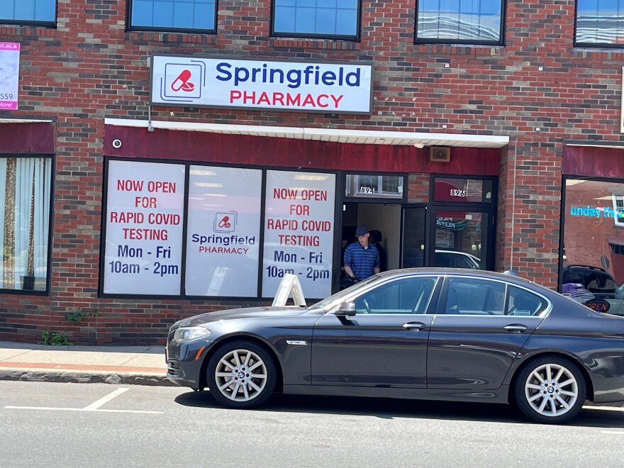The exterior of Springfield Pharmacy at 2547 Main St. in Springfield, Massachusetts.