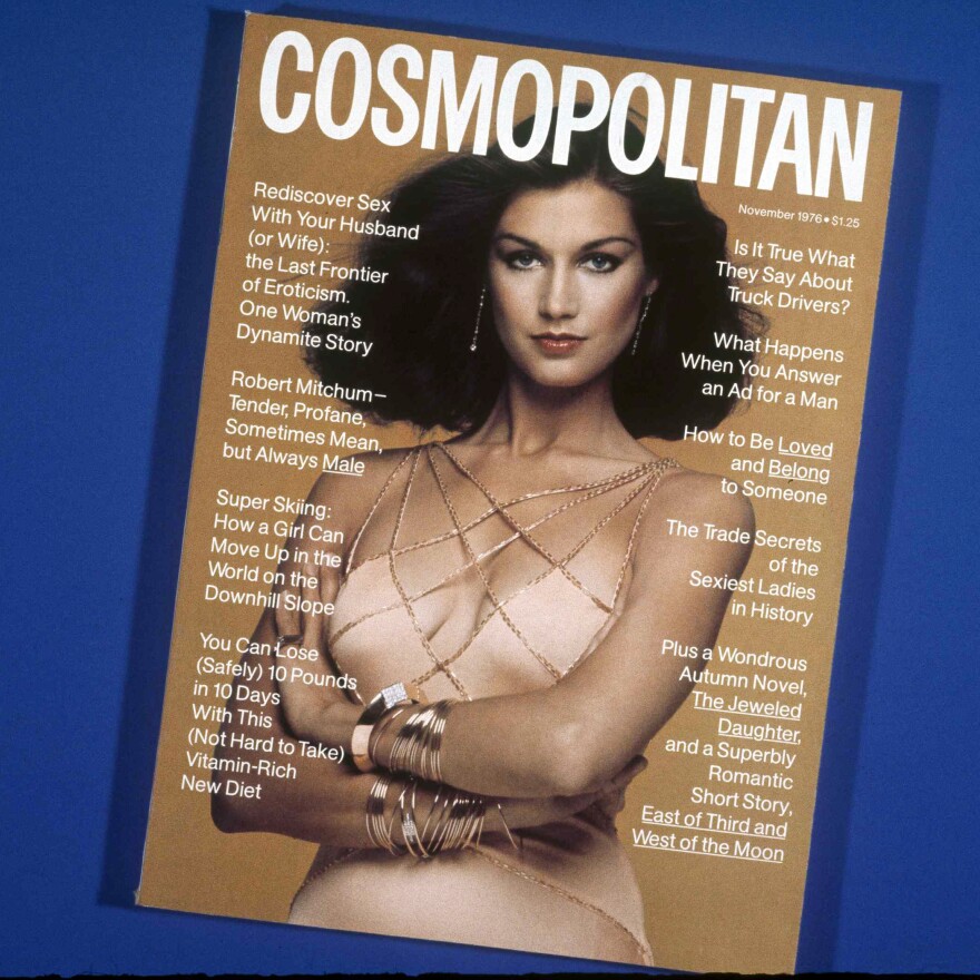 A <em>Cosmopolitan</em> magazine from November 1976. Since being rebranded as a women's magazine in 1965, it has become a mainstay of shopping aisles. Walmart said Tuesday it is removing <em>Cosmo</em> from its check-out lines.