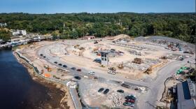 A bird's-eye view of the Cochecho River development project in downtown Dover, NH. Cou