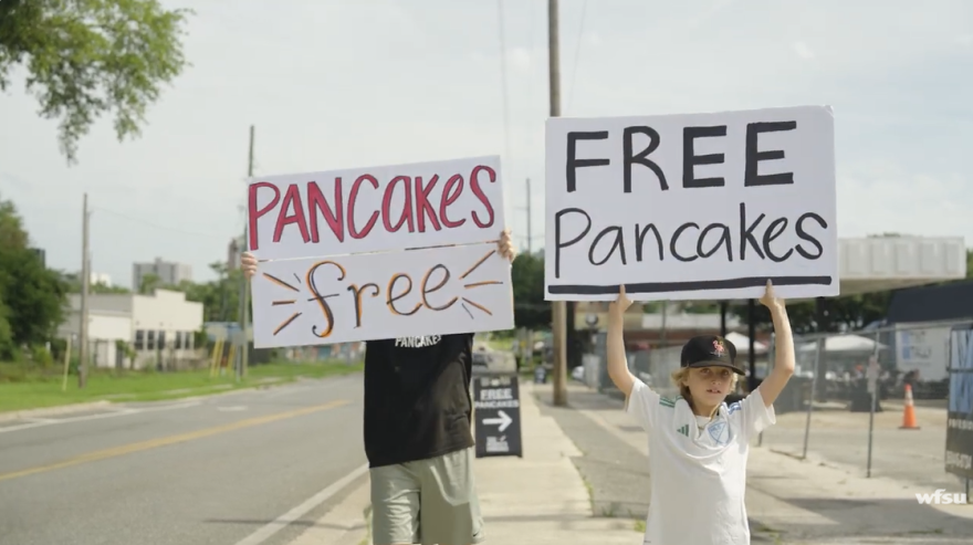 Free pancakes were the focus of an event in South Tallahassee on Saturday.