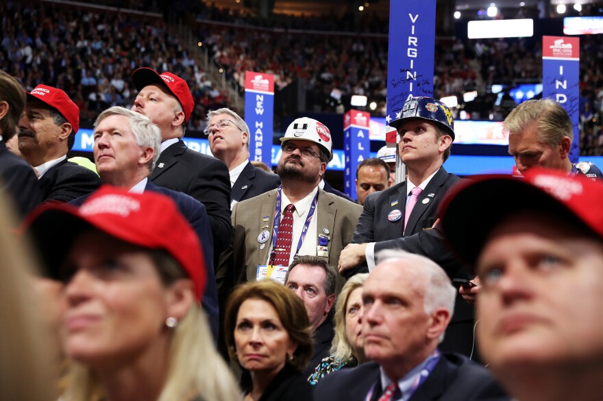 Delegates listen to Ivanka Trump's speech from the convention floor.