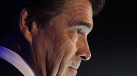 Texas Gov. Rick Perry (R) during a speech at a Boy Scout ceremony on June 29, 2011, aboard the USS Midway in San Diego.