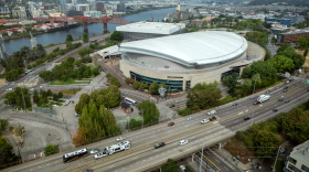 Moda Center in an aerial photo made Sept. 4, 2025.