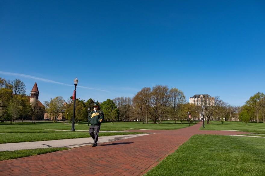 Ohio State's campus was left mostly empty in April after the school sent students home during the pandemic.