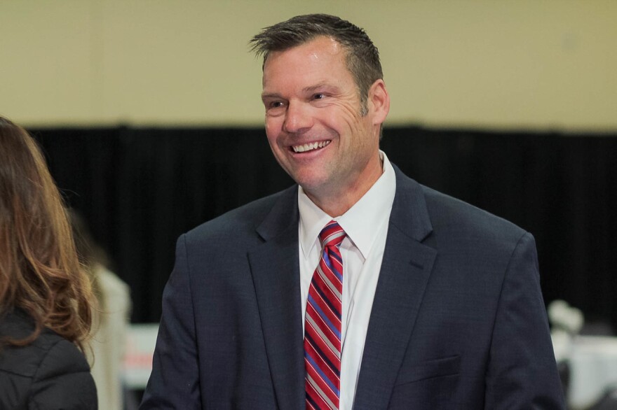 Republican Kris Kobach is aiming to make a political comeback as Kansas attorney general after losing statewide elections in 2018 and 2020. (Photo by Brian Grimmett, Kansas News Service)