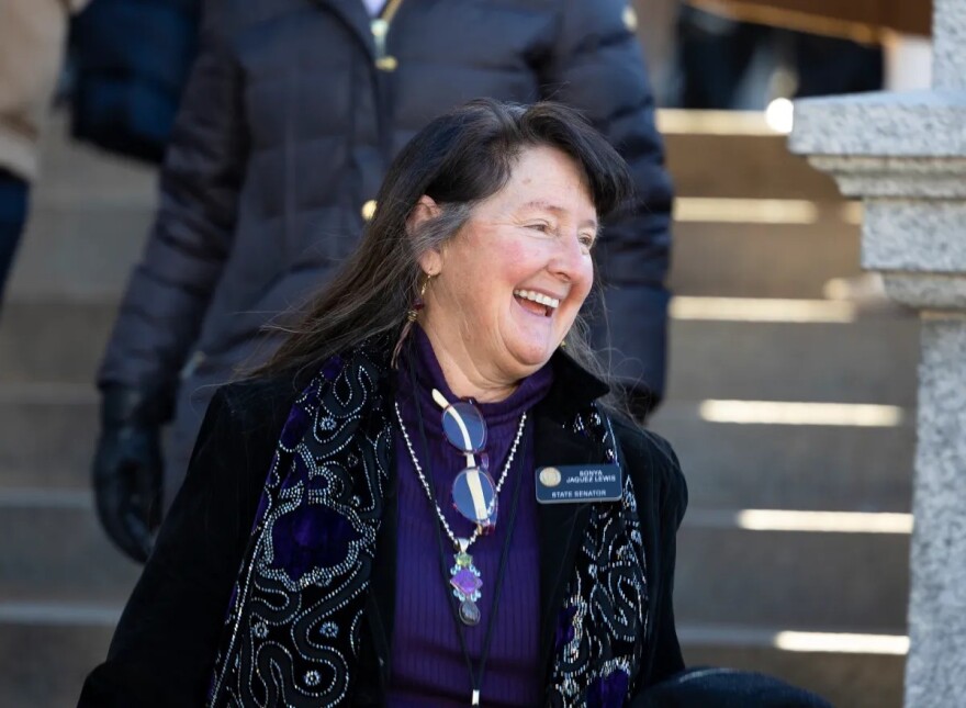 State Sen. Sonya Jaquez Lewis during the swearing-in ceremony, Tuesday, Jan. 10, 2023, at the Colorado State Capitol in Denver.