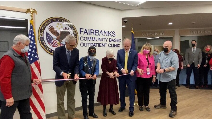 Secretary of Veterans Affairs Denis McDonough cut the ribbon at the Fairbanks Community Based Outpatient Clinic (CBOC) on Friday morning. Photo Eve Derfelt