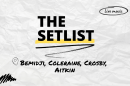 "The Setlist" and "Bemidji, Coleraine, Crosby, Aitkin" written over a crumpled paper background.