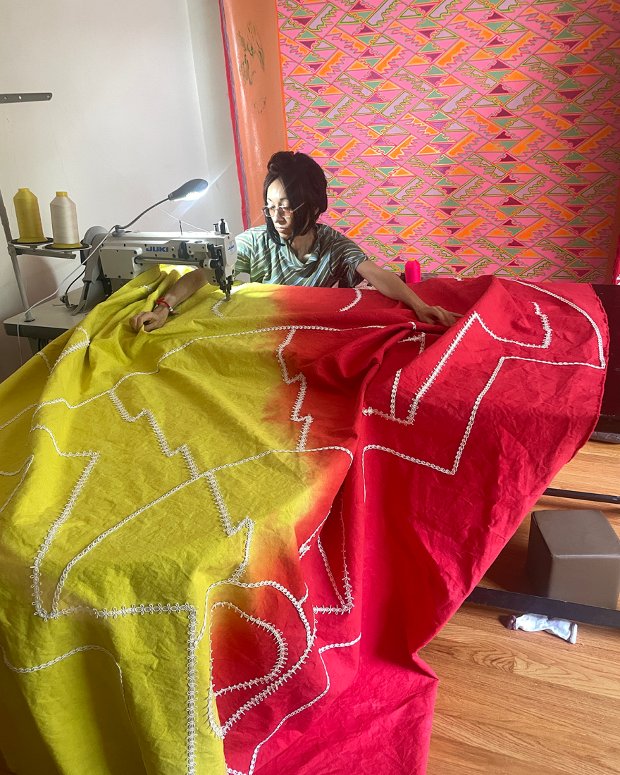 Lisa Alvarado working on Talismans for a Theater of Resilience in collaboration with The Fabric Workshop and Museum, Philadelphia.