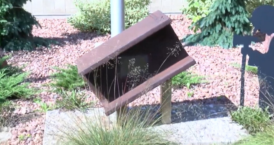 Section of a beam from the World Trade Center on display in Antigo