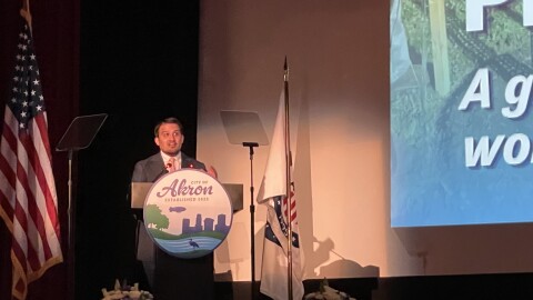 Akron Mayor Shammas Malik gives his third annual State of the City address at the Akron Civic Theatre on May 19, 2026.