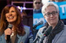 Left: Christine Drazan at her election night party on Tuesday, May 19, 2026. Right: Gov. Tina Kotek at her victory announcement Nov. 10, 2022.