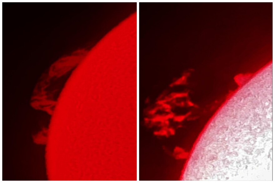 A cloud of hydrogen captured along the sun.