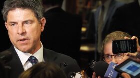 Senate Pro Tem Rodric Bray speaks to the press at sine die on March 8, 2024.