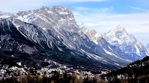 Cortina d'Ampezzo in the heart of the southern (Dolomitic) Alps in the Veneto region of Northern Italy.