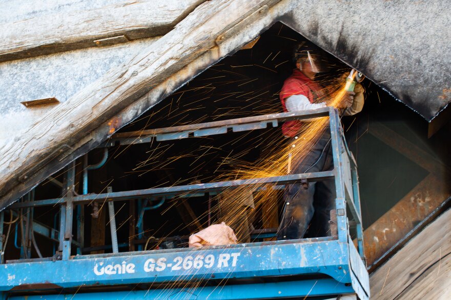 sparks flying at manufacturing company