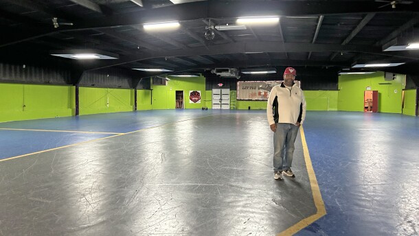 Michael Spinks, owner and founder of All-Star Sports Academy, at the Skate Palace property in 2023.