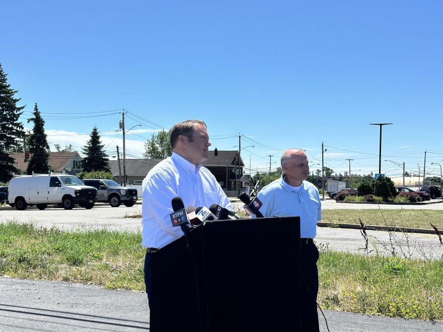 James Gardner speaks on South Ogden Street in Buffalo on July 18, 2025.