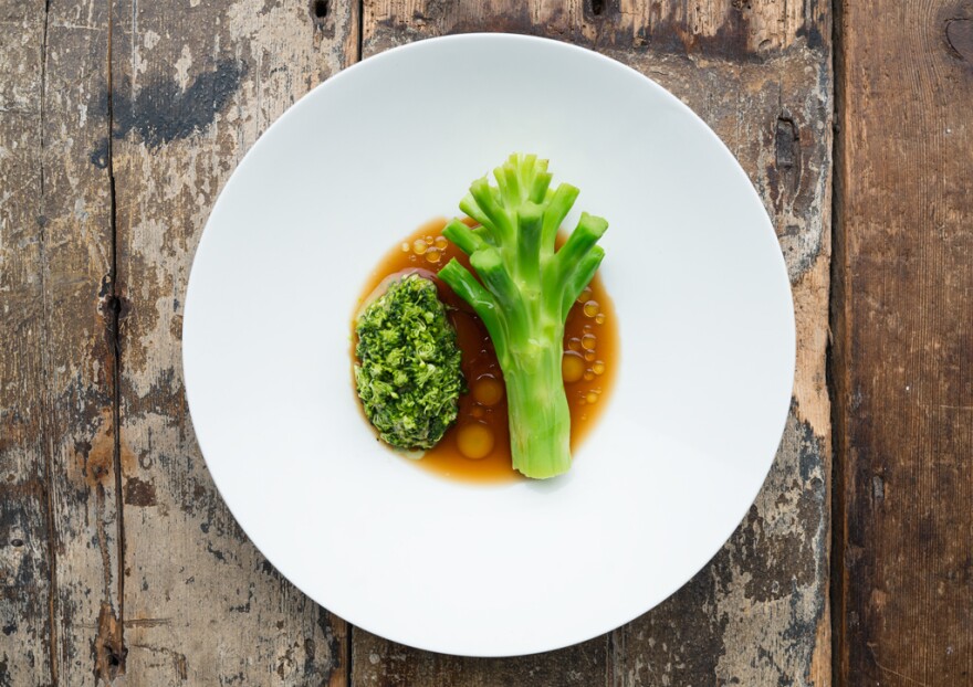 The menu at McMaster's Silo highlights byproducts and off-cuts — like broccoli stems.