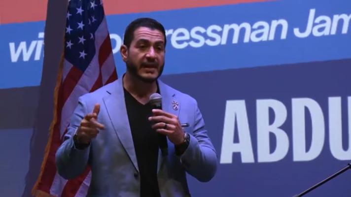 Abdul El-Sayed, Democratic candidate for U.S. Senate, speaks at a rally at the University of Michigan on August 26, 2026.