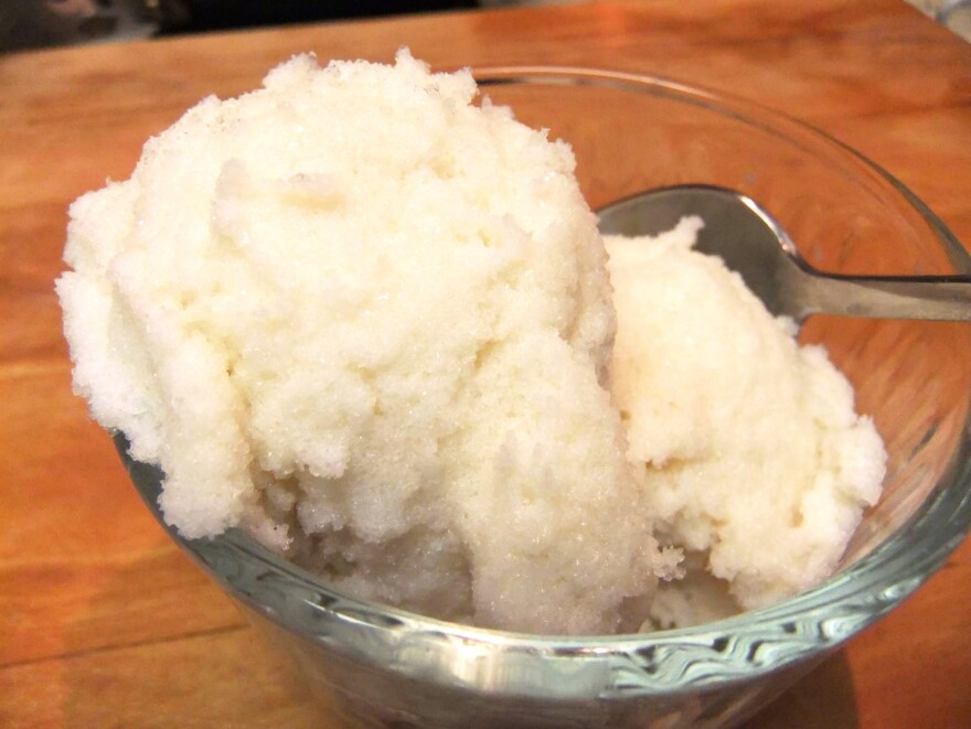 You can make snow cream with freshly fallen snow; milk, cream, or condensed milk; sugar; and vanilla. You can make it even richer with whole raw eggs.