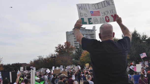 A protester’s sign at the Saturday, Nov. 15, 2025, protest against ICE and Border Patrol in Charlotte.