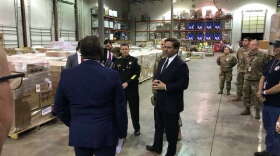 Governor Ron DeSantis speaks with Orange County Mayor Jerry Demings. Photo: Danielle Prieur