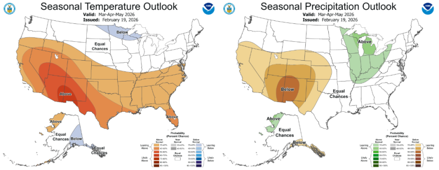 Spring temperature and precipitation outlook.