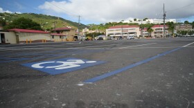 A freshly painted handicap space in the Fort Christian Parking Lot, which is set to re-open on August 1.