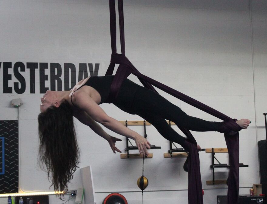 Terri Davenport will bring seven years of experience as a silk aerialist to the Summer Sideshow at the Sidney & Berne Davis Art Center.