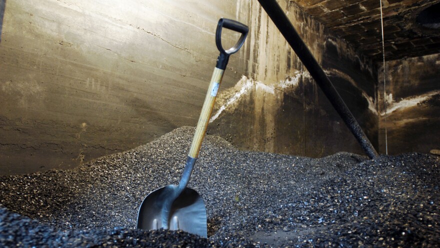 Several tons of anthracite coal fill a basement space in Pottsville, Pa.