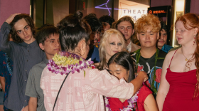 Students celebrating at the Hisako Film Lab showcase in August.