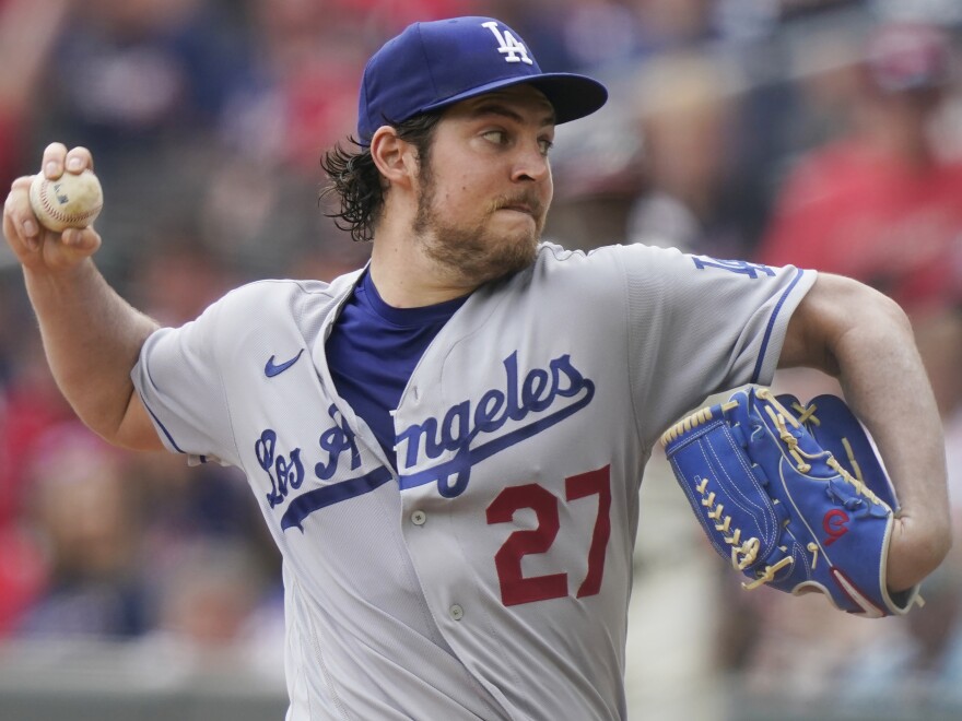 Los Angeles Dodgers during a baseball game against the Atlanta Braves in June 2021, in Atlanta.