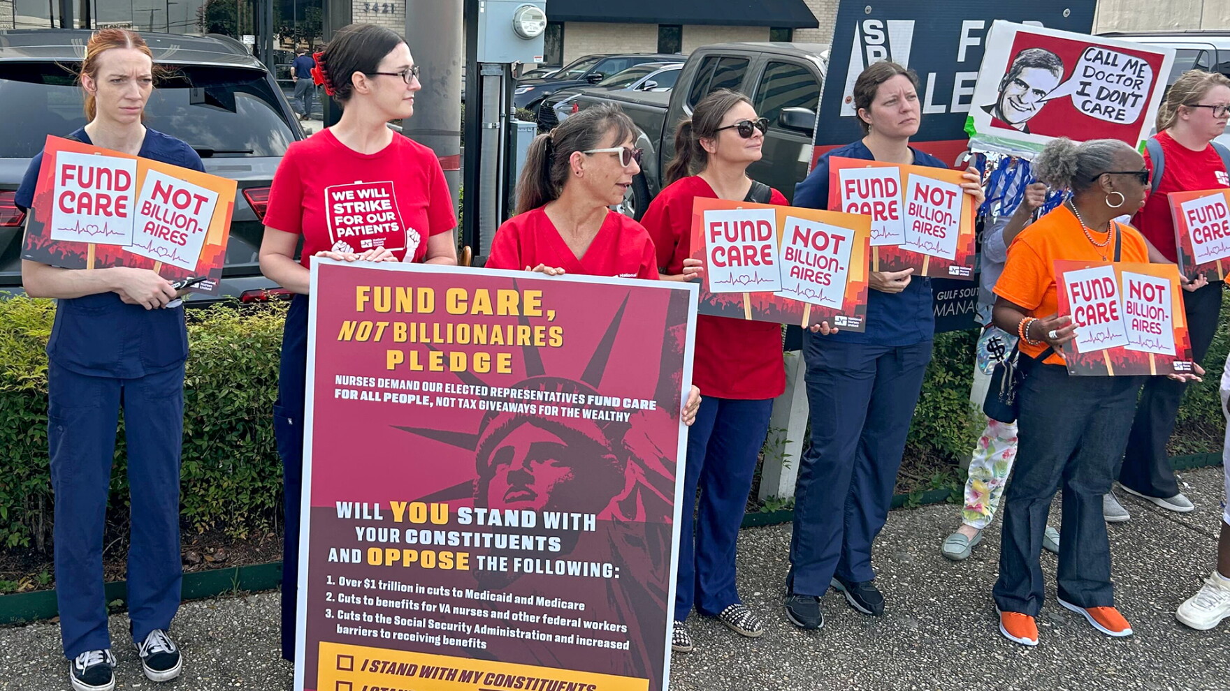 Nurses protest Medicaid cuts outside Sen. Bill Cassidy’s office in ...